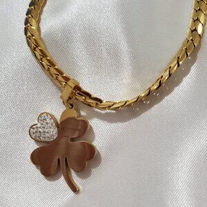 18k gold plated stainless steel Rhinestone Flowers  Bracelets